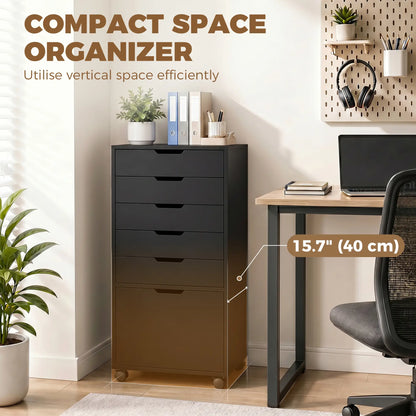 Mobile File Cabinet On Wheels, 5 Drawer Printer Stand, Black Office Cabinets & Cupboards at Gallery Canada