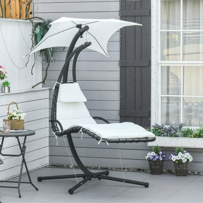 Swing Chaise with Stand, Floating Chaise Lounge, Cream White Patio Swings with Stand at Gallery Canada