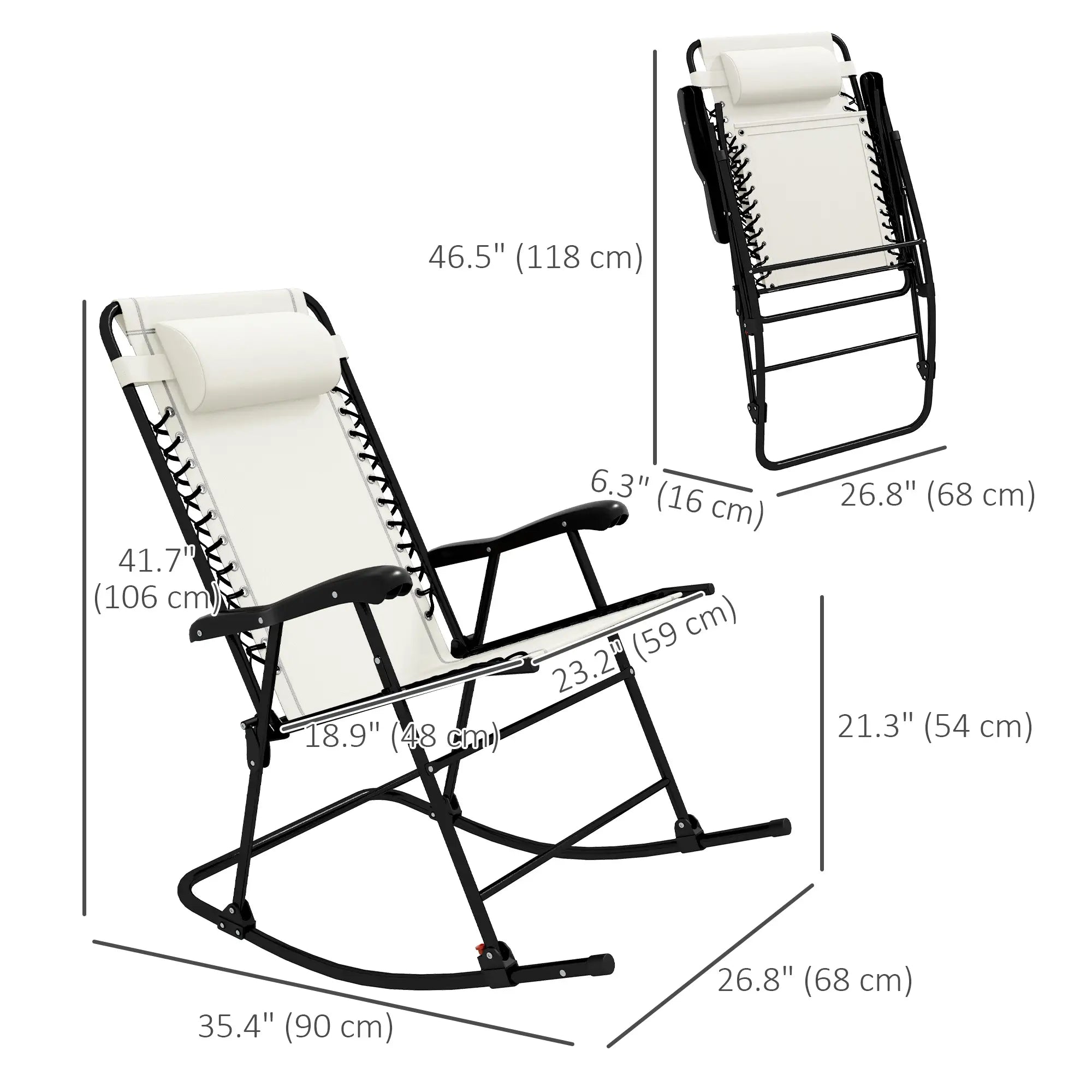 2pc Foldable Rocking Chair Set, Breathable Mesh Seat, Cream Outdoor Rocking Chairs at Gallery Canada