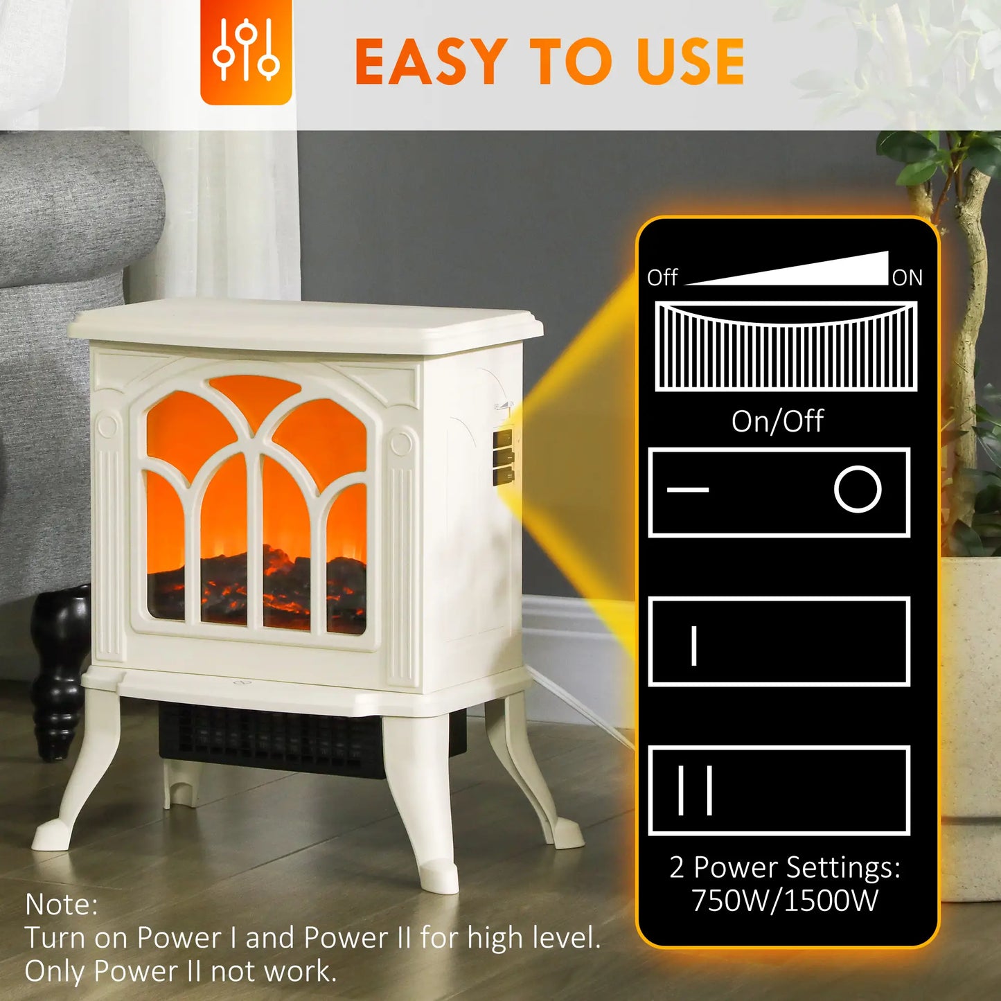 Freestanding Electric Fireplace Heater, Realistic Flame, Beige Electric Fireplaces at Gallery Canada