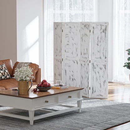 Foldable Screen Divider, 5.5' Rustic, Indoor Bedroom Office, White Room Dividers at Gallery Canada