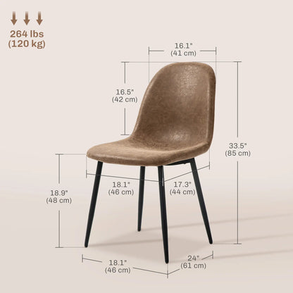 Retro Dining Table Chairs Set of 4, PU Leather Upholstered Bar Stools at Gallery Canada
