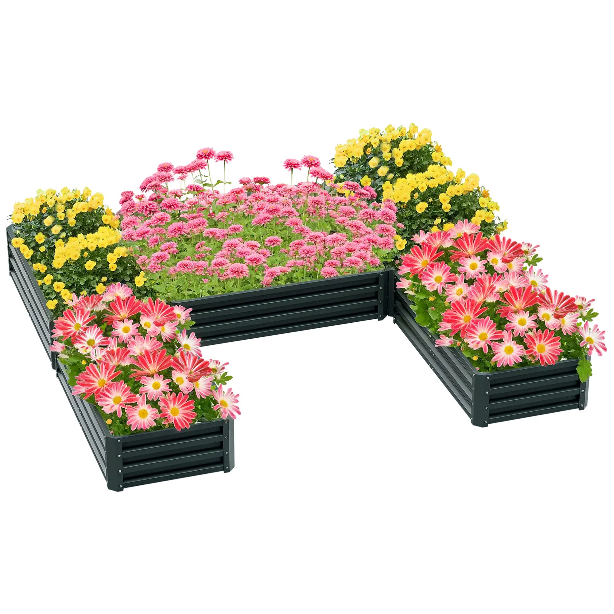 Steel Raised Garden Bed, Set of 5, 8x8x1ft, Green Galvanized Planter Boxes Green at Gallery Canada