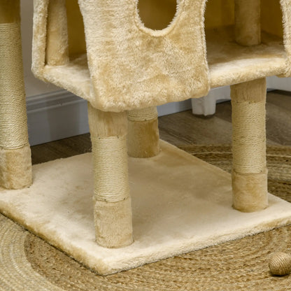 71-Inch Multi Level Cat Scratching Tree, Kitty Condo with Toys, Beige Cat Towers at Gallery Canada
