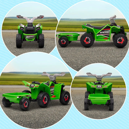 6V Electric Toy Car with Back Trailer, Forward Backward, Green Electric Ride On Toys at Gallery Canada