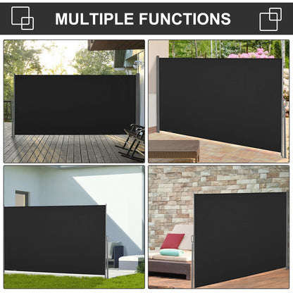 118" x 63" Retractable Patio Awning, Outdoor Privacy Screen, UV Wind Resistant, Black Side Awnings at Gallery Canada