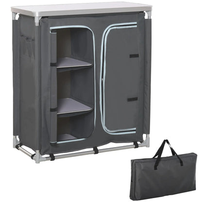 Aluminum Camping Table, Kitchen Station, 3-Shelf Storage, Grey Picnic Tables & Camping Chairs at Gallery Canada