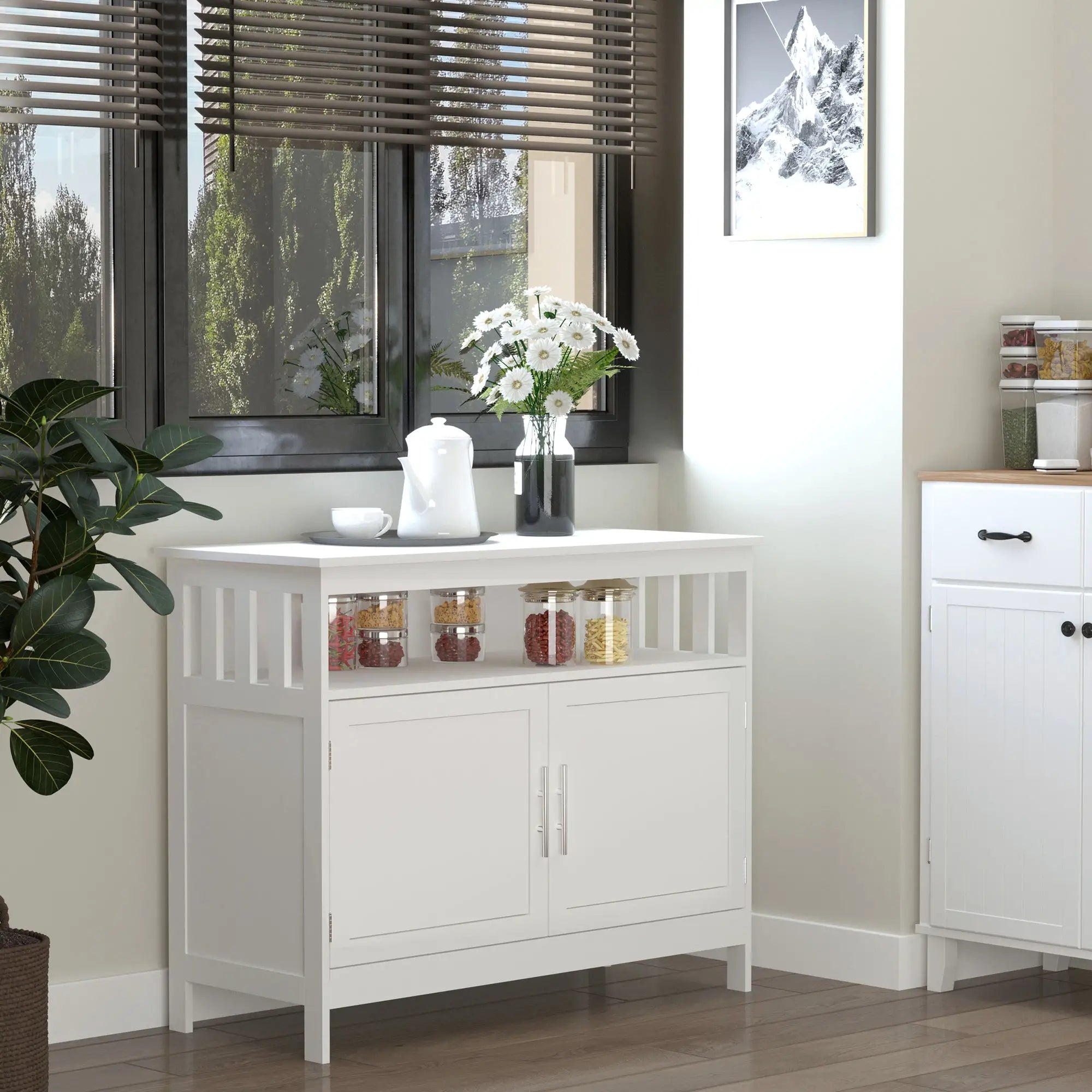 Wooden Console Table, Open Shelf, 2 Layer Cabinet, Kitchen Furniture Bar Cabinets at Gallery Canada
