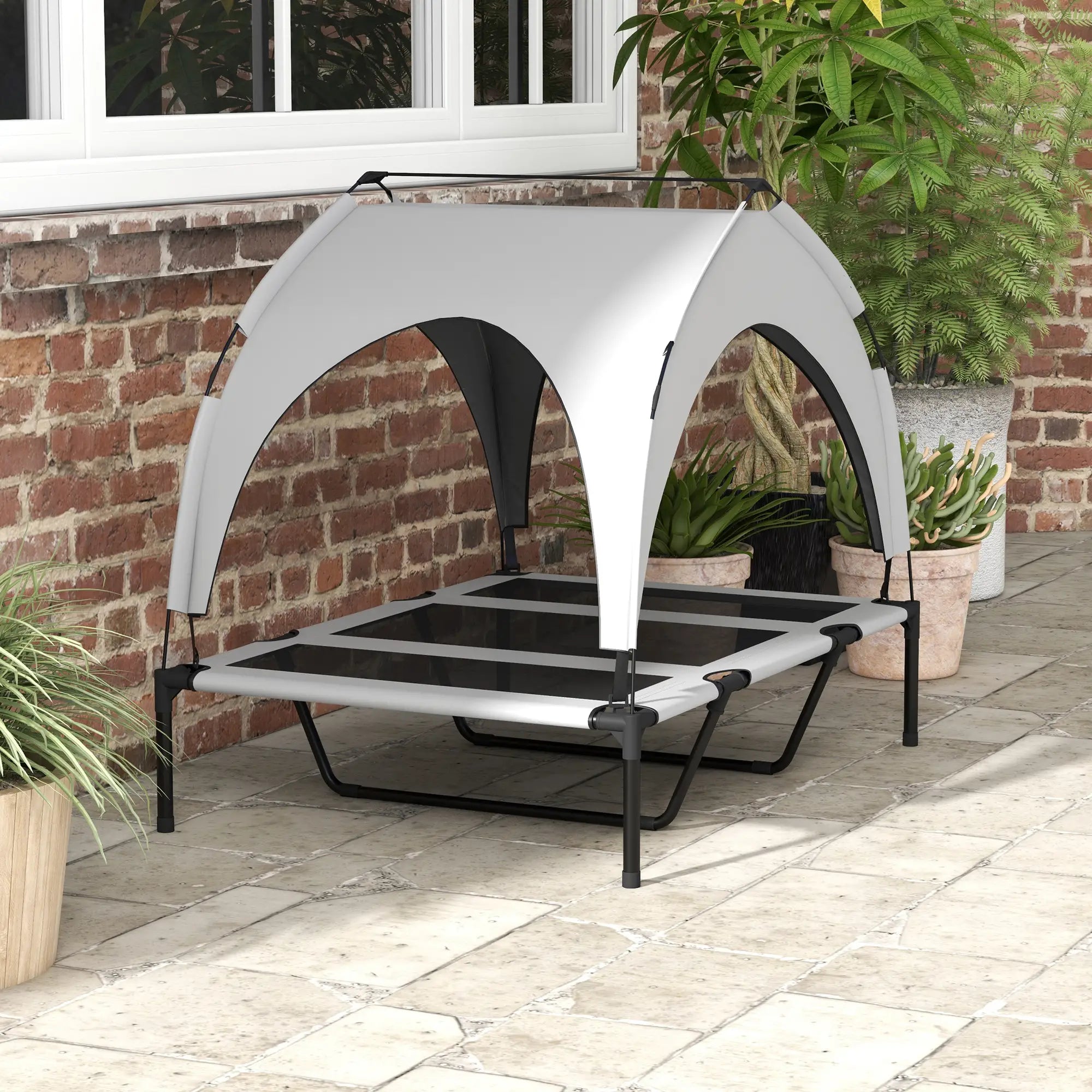 Raised Dog Bed With Canopy, Washable Mesh, Large, Light Grey Elevated Dog Beds at Gallery Canada