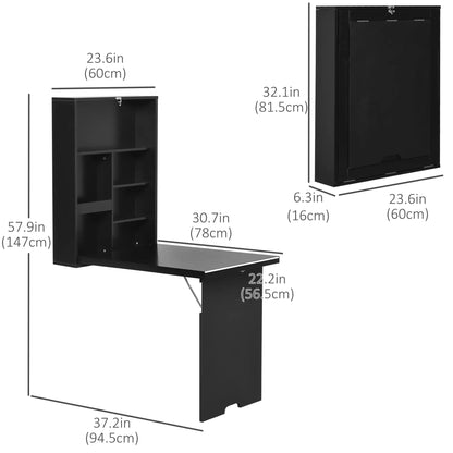 Wall Mounted Fold Out Desk, Multi-Functional Space Saving, Black Writing Desks at Gallery Canada