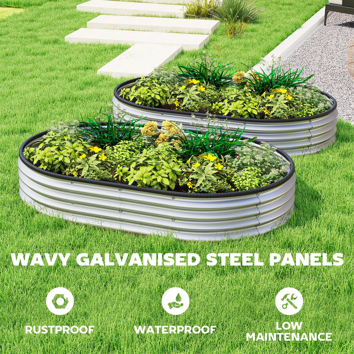 2Pcs Galvanized Raised Garden Bed, 5x3x1 ft, Silver Galvanized Planter Boxes at Gallery Canada