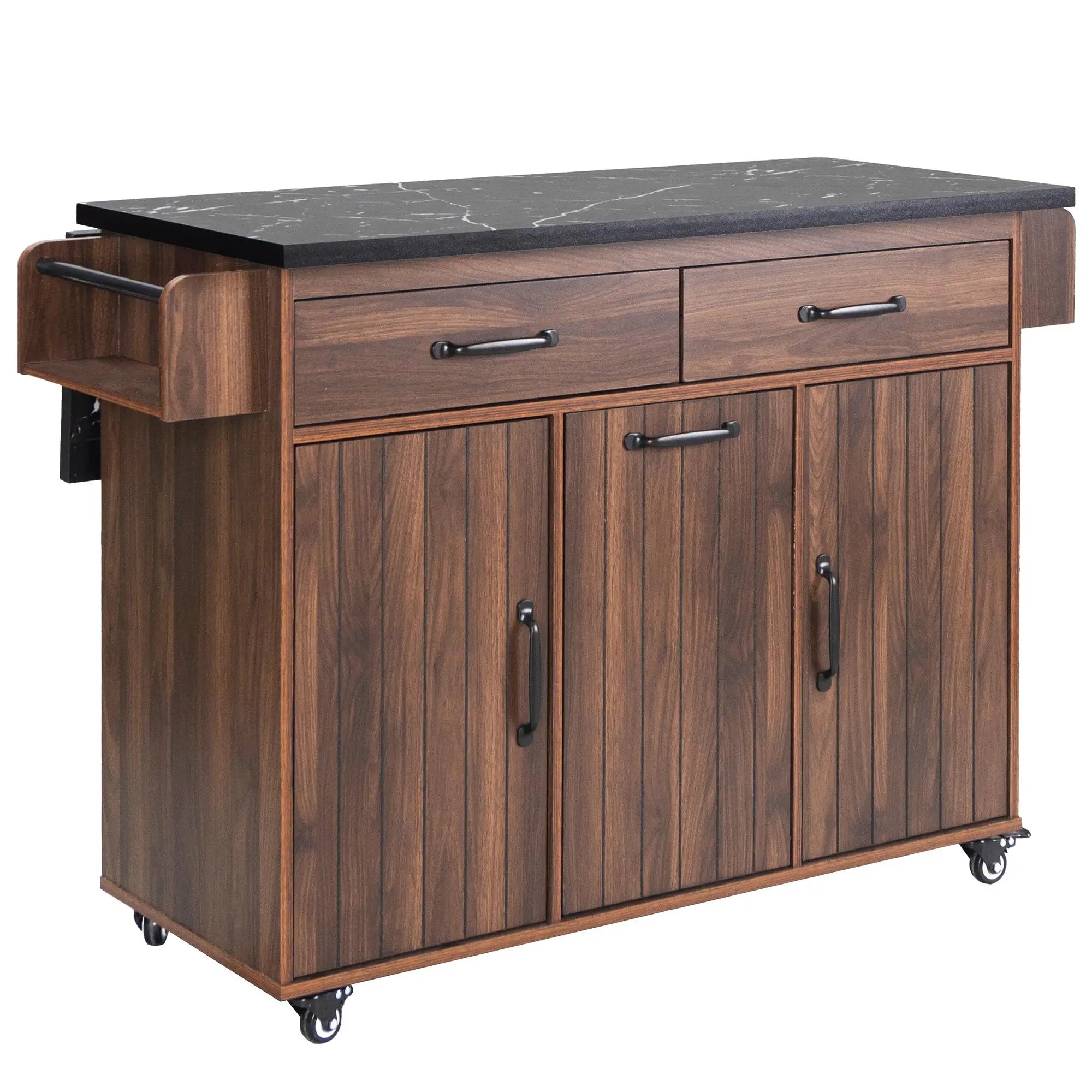 Adjustable Shelf Island, Trash Cabinet, Spice Rack, 51