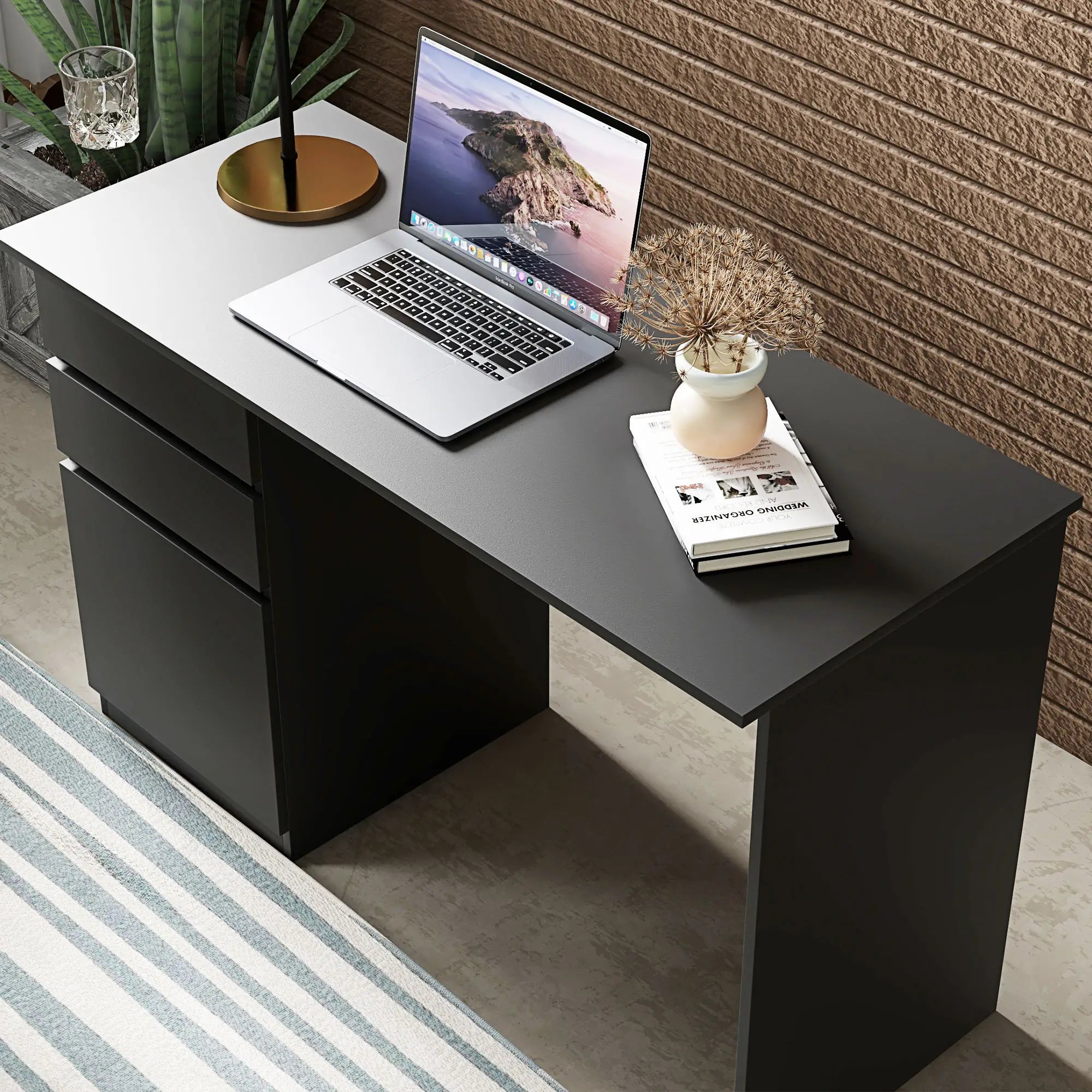 Computer Desk With Storage, Drawers and Cabinet, Black Computer Desks at Gallery Canada