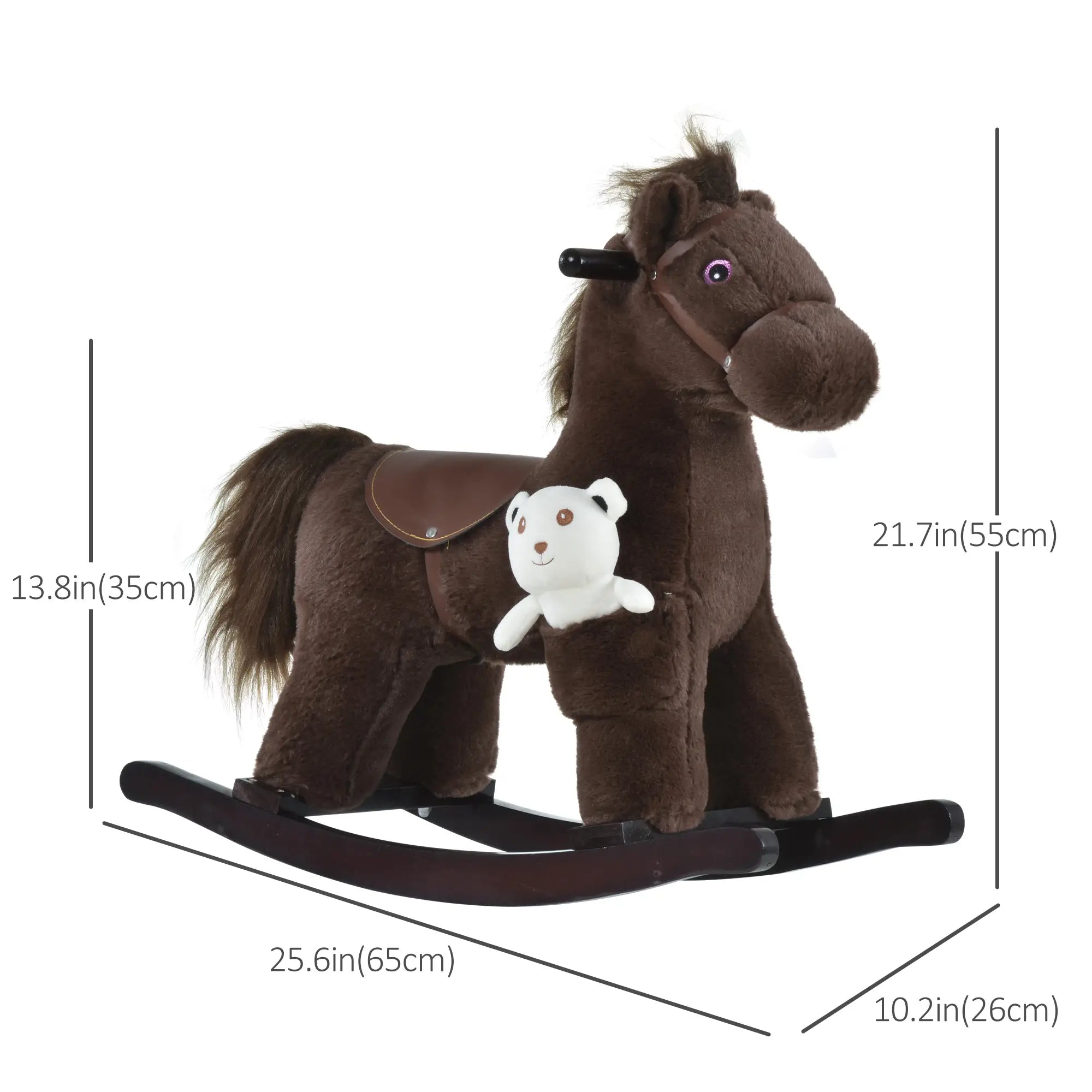 Kids Plush Ride-On Rocking Horse, Bear Toy, Realistic Sounds, Brown Rocking Horses at Gallery Canada