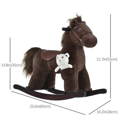 Kids Plush Ride-On Rocking Horse, Bear Toy, Realistic Sounds, Brown Rocking Horses at Gallery Canada