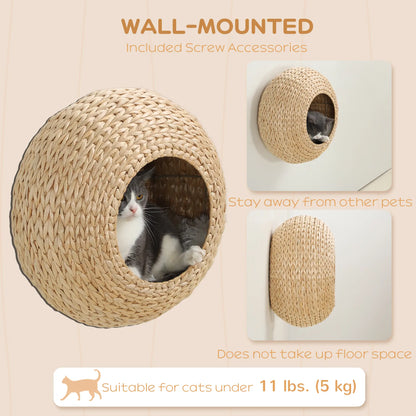 Cat Wall Shelf with Washable Cushion, Wall Mounted Cat Condo, Beige Cat Climbing Wall at Gallery Canada