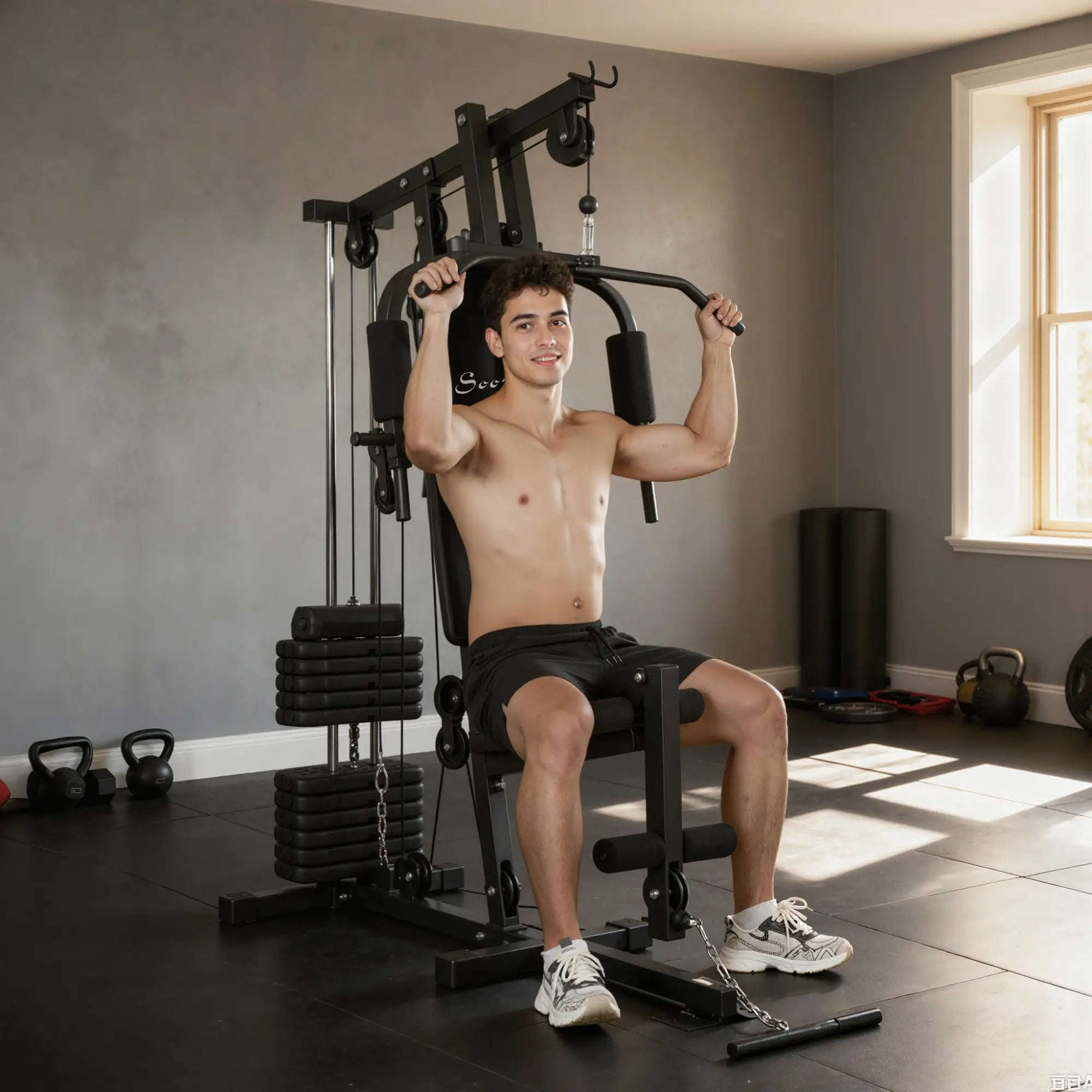 Weight Training Machine, Multifunction Gym Equipment, 143lbs, Black Power Towers at Gallery Canada