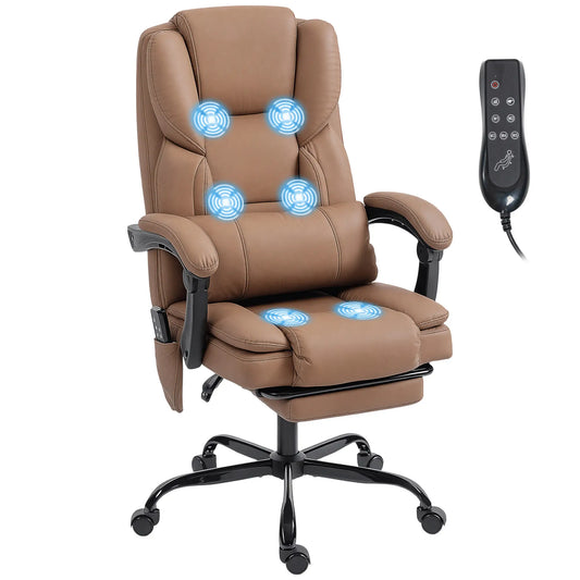 Office Chair with Massage, Faux Leather, Lumbar Support, Footrest, Brown Massage Chairs Brown at Gallery Canada