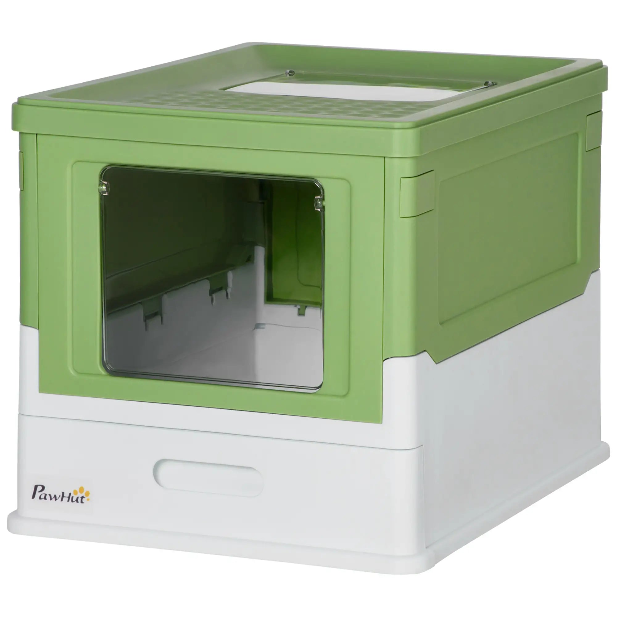 Top Entry Enclosed Kitty Litter Box, Scoop, Tray, Large, Foldable, Dark Green Cat Litter Box Enclosures White and Dark Green at Gallery Canada