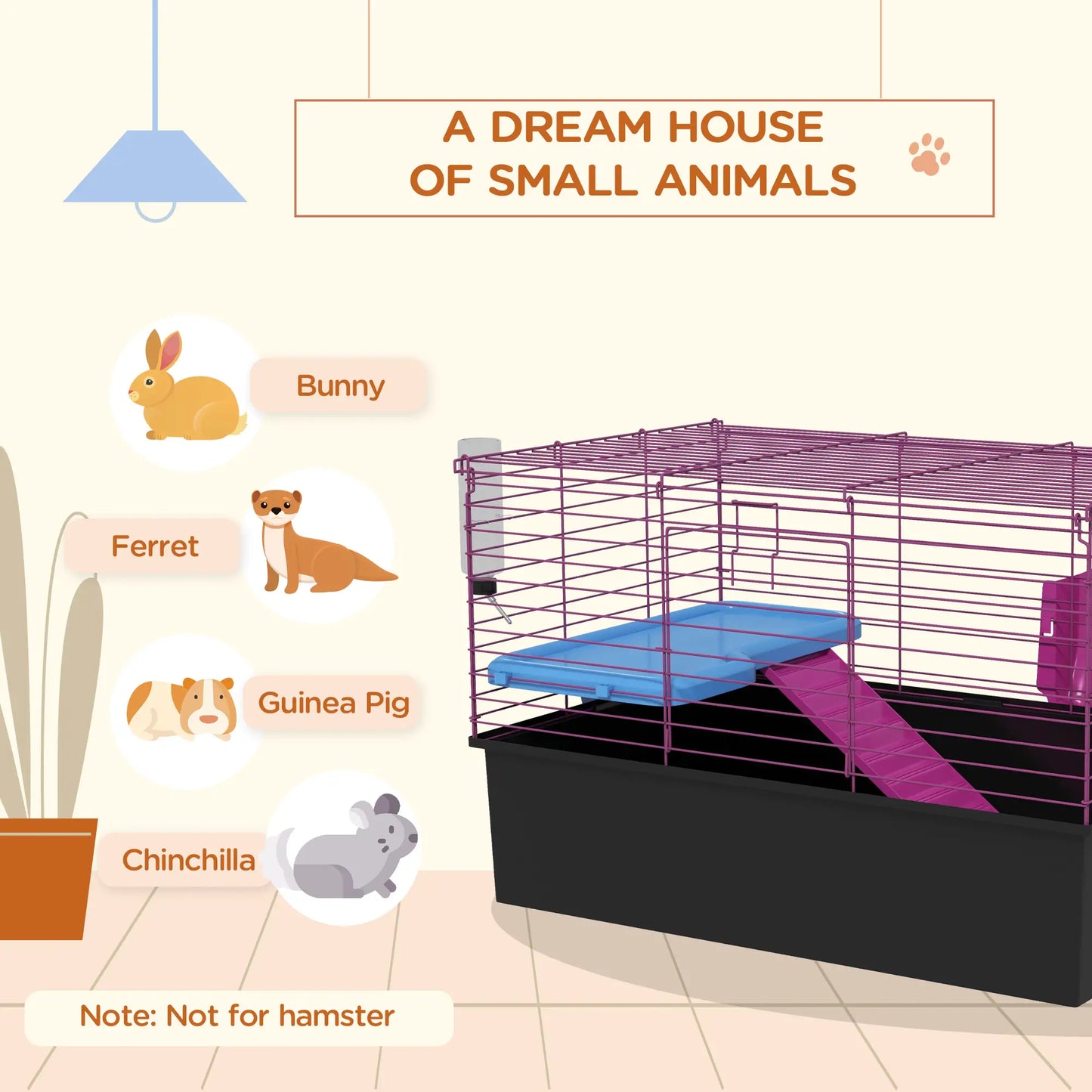 18.5" Small Animal Cage, Water Bottle, Food Dish, Platform, Ramp, Black Houses & Habitats at Gallery Canada