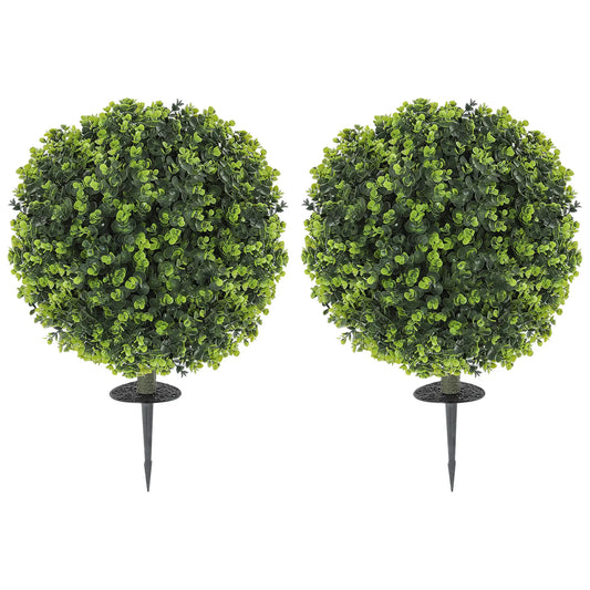 2 Pack 1.3ft Artificial Eucalyptus Topiary, UV Resistant Faux Greenery Artificial Trees Green at Gallery Canada
