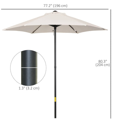 6.6FT Outdoor Patio Umbrella, 6 Solid Ribs, Cream White Patio Umbrellas at Gallery Canada