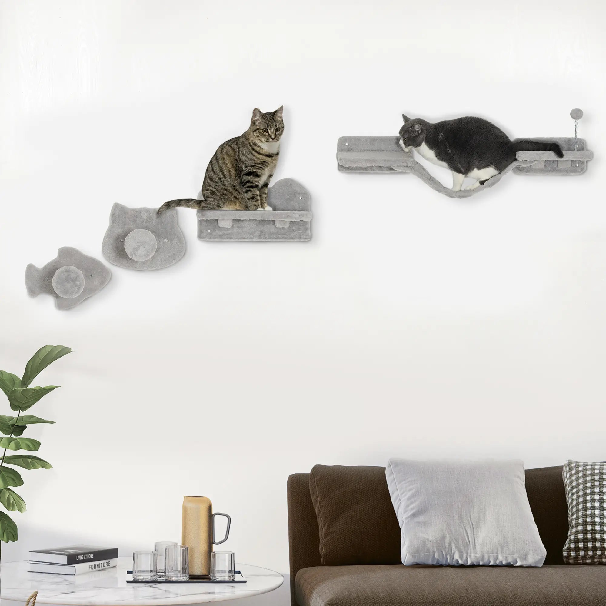 4PCs Cat Wall Shelves, Steps, Scratching Posts, Ladder, Platforms Cat Climbing Wall at Gallery Canada