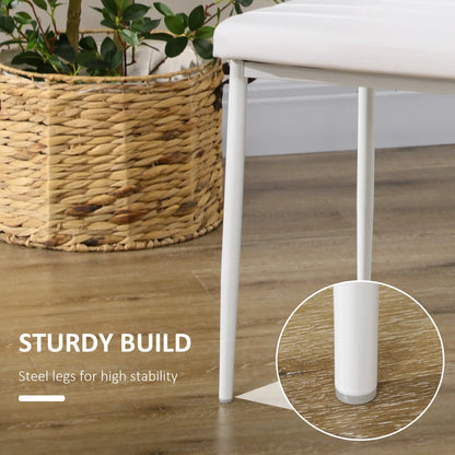 Modern Dining Chairs, Set of 4, High Back PU Leather, White Bar Stools at Gallery Canada