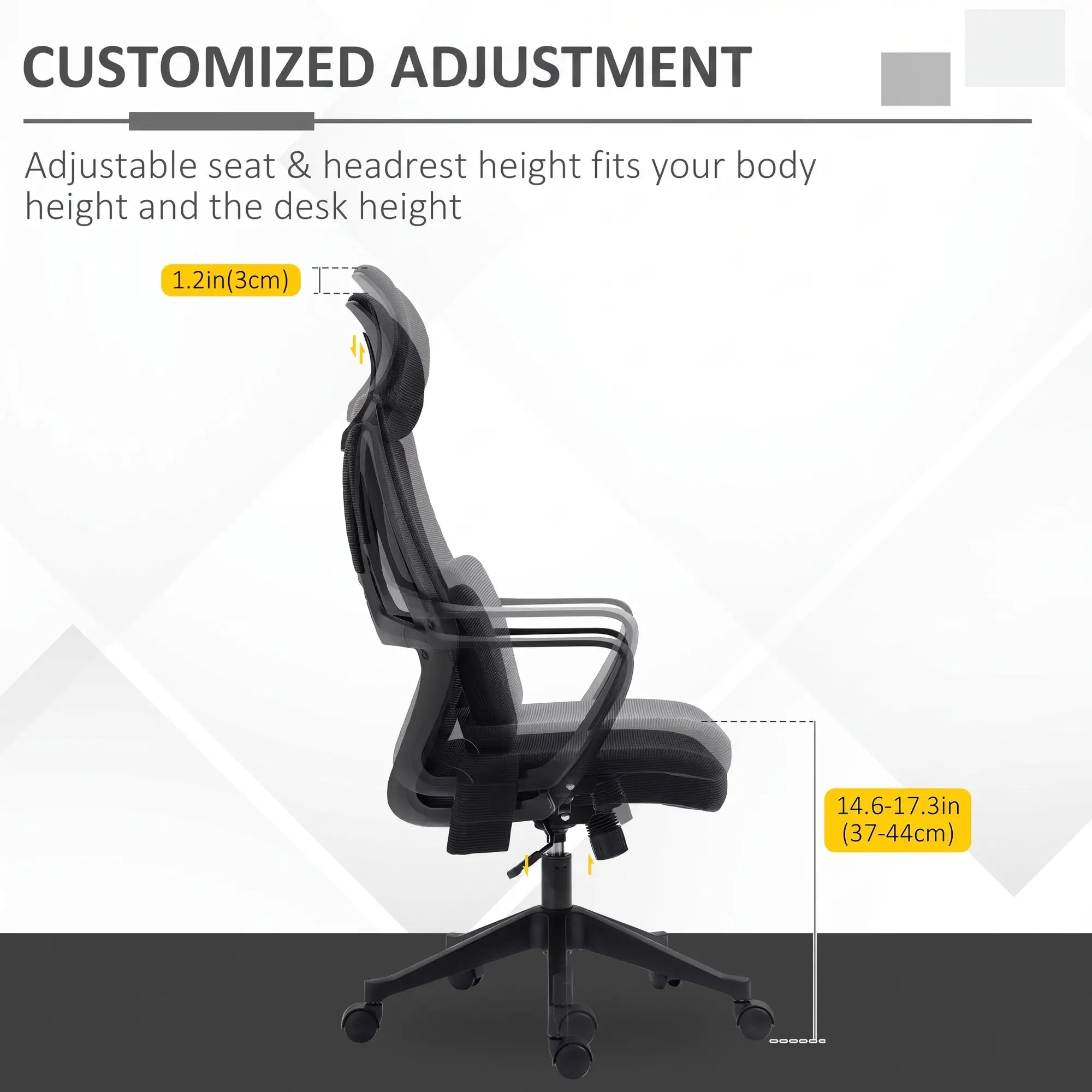 Ergonomic High Back Office Chair, Mesh Computer Chair, Lumbar Support Massage Chairs at Gallery Canada