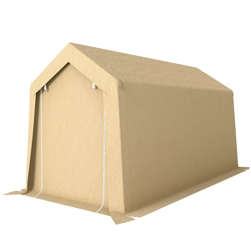 7' x 12' Outdoor Storage Shed, Portable Garage, Roll-up Door, Beige