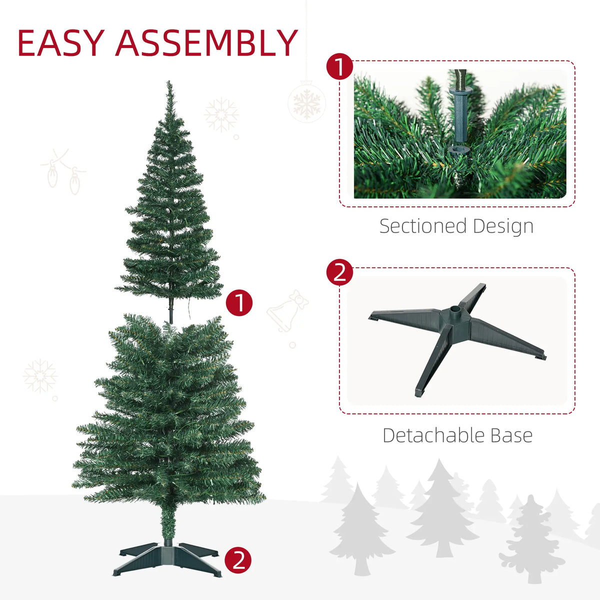 7' Pre Lit Artificial Pencil Christmas Tree, Green Pencil Christmas Trees at Gallery Canada